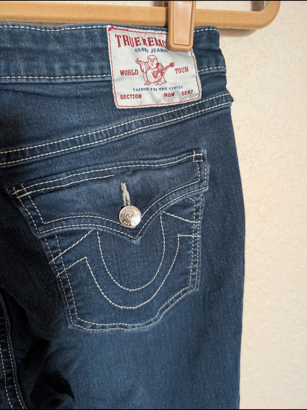 True Religion Mid Rise Super Skinny Jennie Curvy Women's Dark Blue Denim Jeans